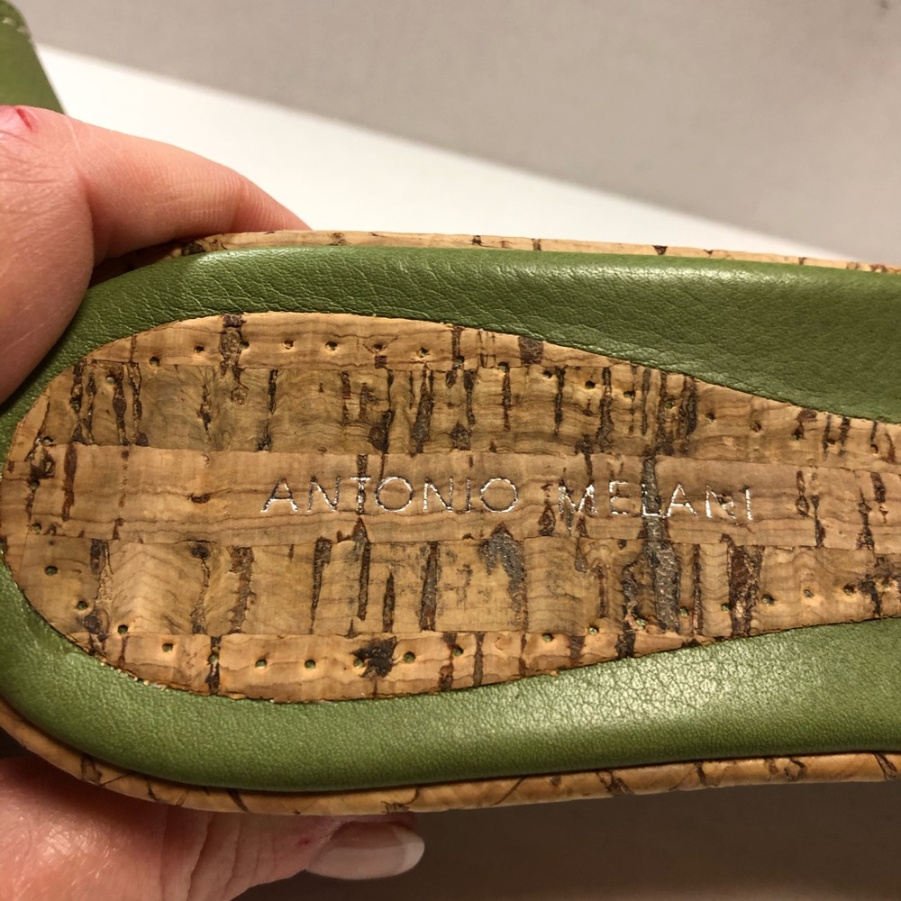 Olive Green Wedge Slide, Antonio Melani size 9 - Picture 3 of 11